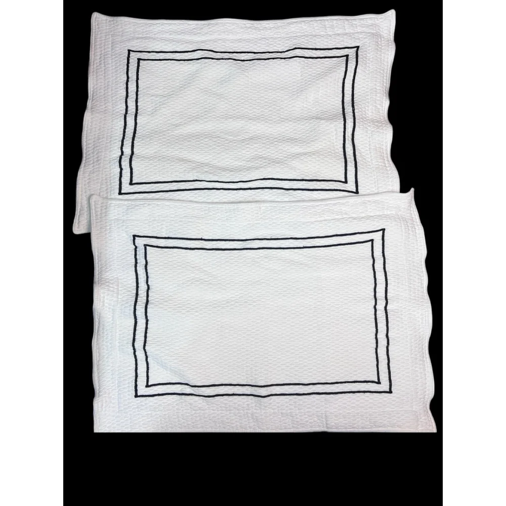 Columbine Cody White Navy Waffle Knit Pillow Shams Set of 3 traditional
